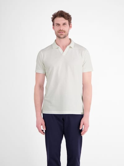 LERROS Modern poloshirt met jacquardpatroon en kraag zonder knopen , Maat: L , Kleur: BROKEN WHITE , 100% katoen