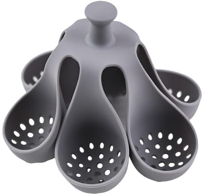 Eierkokerrek - Siliconen eierkokerrek - Vrijstaande eierkoker - Eierkokerstandaard - Eieren koken - Met handvat - Geschikt voor het maken van zachtgekookte eieren, hardgekookte eieren, in de keuken, koelkast, etc. - Grijs