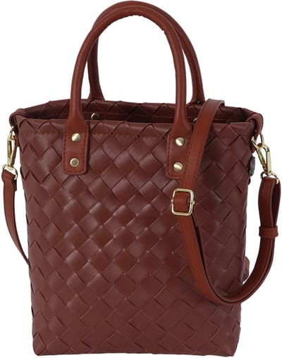 Handtas - Korte hengsels en schouderriem - Met binnentas - Tas - Handgevlochten - Handed By Little Grace - bruin - autumn brown