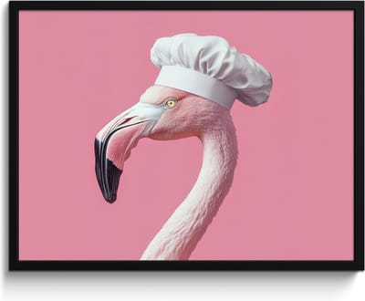 Fotolijst inclusief poster - Posterlijst 80x60 cm - Posters - Flamingo - Roze - Koksmuts - Vogel - Foto in lijst - Keuken decoratie muur - Wanddecoratie accessoires - Muurdecoratie - Schilderijen