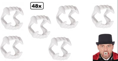 48x Vampier gebit glow in the dark - Halloween horror uitdeel griezel duivel dracula festival thema feest