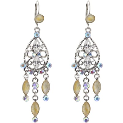 Behave – Oorhangers – Zilverkleurig met Glaskristal & Vintage Details – 8 cm