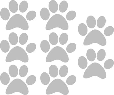Hondenpootje / hondenpootjes - zilver - autostickers - 8 stuks - 4 cm x 5 cm - hondenpoot - hondensticker