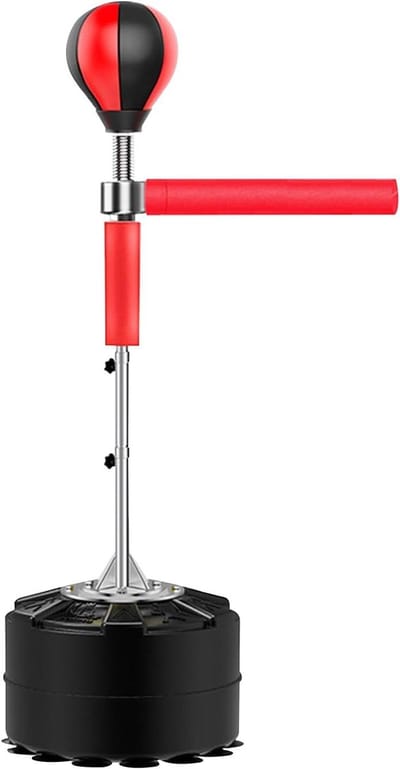 Staande Bokszak - Boksbal Standaard - Sport Training - 360 Graden Zwenkarm - 120-163 cm - Rood Zwart