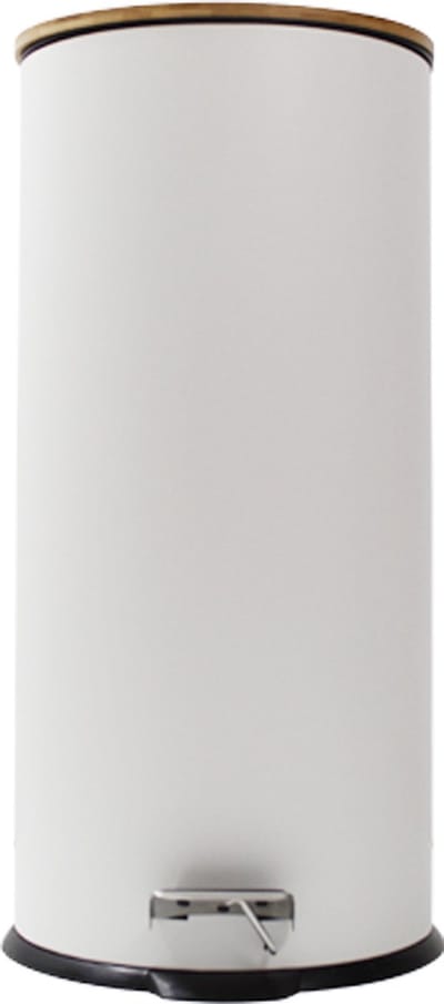 Houten wit afval met pedaal 30l ovaal - Fer|Bambou - Wit - SILUMEN