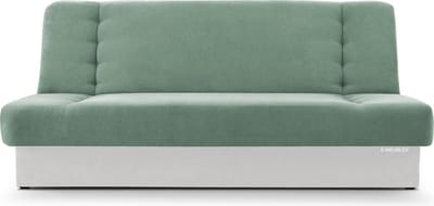 Zitsbank met slaapfunctie en opbergruimter, een bank voor de woonkamer, een slaapbank 192x92x85 cm - CYPRUS - Munt + Wit (Soro 34 + Soft 17)