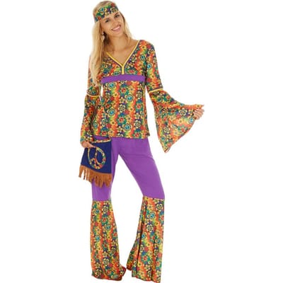 dressforfun - Vrouwenkostuum Hippie XL - verkleedkleding kostuum halloween verkleden feestkleding carnavalskleding carnaval feestkledij partykleding - 300945
