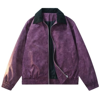 Lente en Herfst Japans Retro Verdikt Plus Size Jas Heren Trendy Top 2XL donkerpaarse kleur