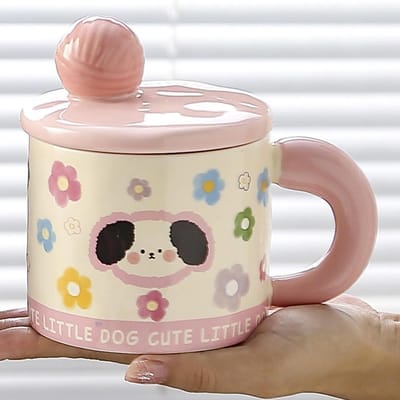 Schattige Creatieve Keramische Mok Cartoon Drinkbeker met Deksel Grote Capaciteit Koffiekopje Souvenir Cadeau Waterbeker 301-400ml