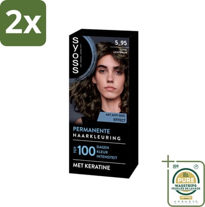 SYOSS - Permanent Coloration 5-95 - Haarverf - Permanente Haarkleuring - Cool Lichtbruin - Grijsdekking - Vermindert Haarbreuk - Voordeelverpakking - 2 stuks - Grijsdekking - Haarkleur