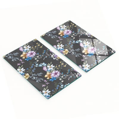 Decoratieve glazen snij- en serveerplanken, vintage bloemen, 2x30x52 cm