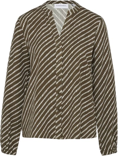 Dames blouse met lange mouwen en hoge kraag gedrukt COMMA