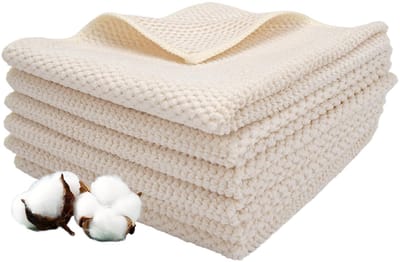 JHUBERS- Keukendoeken 6 stuks - Katoenen Doeken 30 x 30 cm - Absorberende Vaatdoeken - Wafelstructuur - Zachte Schoonmaakdoekjes - Pluisvrij - Theedoeken
