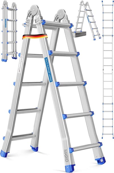 Multifunctionele telescopische ladder 5,10m - 3-in-1 vouwladder, enkele ladder, schraagladder