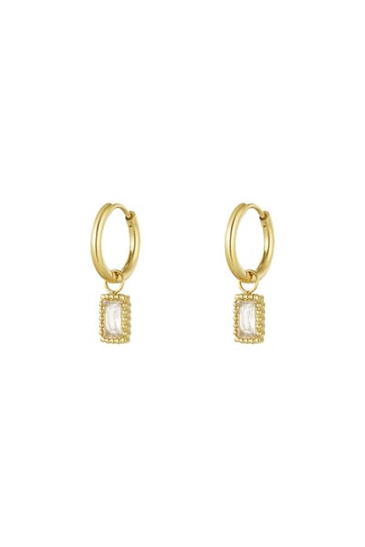Minimalistische oorbellen met steentje - Yehwang - Gouden oorbellen - Dames oorbellen - 2 x 0,50 cm - Stainless Steel - Waterproof earrings - Nikkel vrij - Kerst sieraden - Kerst cadeau - Moederdag - Valentijn - Oorbellen voor kinderen