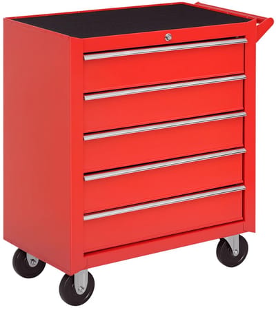 Jurrys gereedschap trolley - Gereedschap kar - Werkplaats kar - Gereedschapskist - Extra stevig - Rood - Staal - 69X33x75 cm