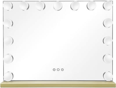 Make Up Spiegel - Hollywood Spiegel - Make-up Aanbrengen - Dimbare Verlichting - 58x46cm - Goud