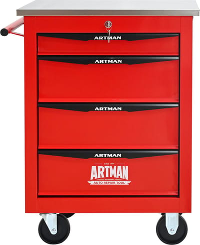 Metalen Gereedschapskast - 3 Lades - Heavy-Duty Tool Cabinet met Rollen - Staal - Zwart Grijs