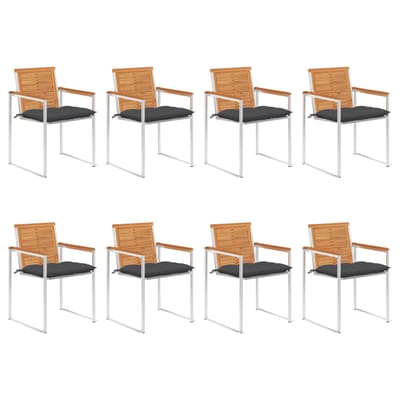 vidaXL - Tuinstoelen - 8 - st - met - kussens - massief - acaciahout