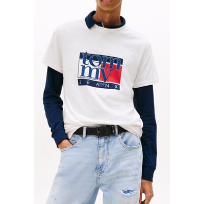 Tommy Hilfiger Slim Flag Shortsleeve Tee Ancient White Taglia: M | T-shirt stampate Outlet | Uomo | Bianco
