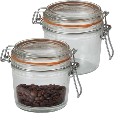 Le Parfait Voorraad/weckpot - 2x - glas - transparant - 10 x 8,5 cm - 350 ml