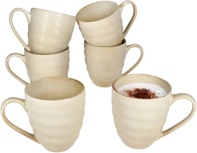 6-delig CLAY-set van aardewerk koffiekopjes in beige voor 6 personen - 24321654