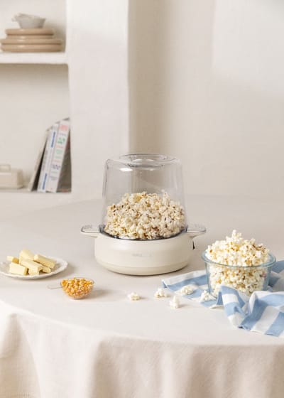 CREATE - Popcornmaker met botersmelter, klaar in 5 minuten, Gebroken wit - POPCORN MAKER STUDIO