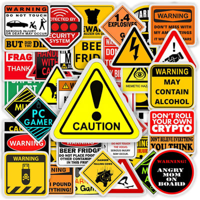 Grappige Vreemde Waarschuwingsstickers Geel Cartoon DIY Speelgoed Cadeau Graffiti Decal voor Telefoon Bagage Laptop Flessen Scrapbook Waterdicht yellow