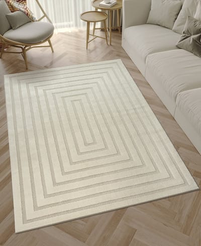the carpet Everest – vloerkleed met moderne korte pool, hoog-laag effect, 3D-effect, hoge pooldichtheid en aangenaam zacht, modern patroon, crème, 200 x 290 cm