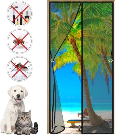 Handsfree Hordeur - Magnetische Deur - Buitenlucht Binnen - Automatisch Sluitend - 135x255cm - Zwart