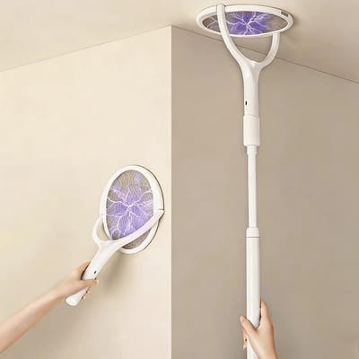 Dailygoods- Vliegenmepper Elektrisch - Oplaadbaar - Uitschuifbaar - 90° Draaibare Kop - Insectenverdelger - 3500 Volt Schok