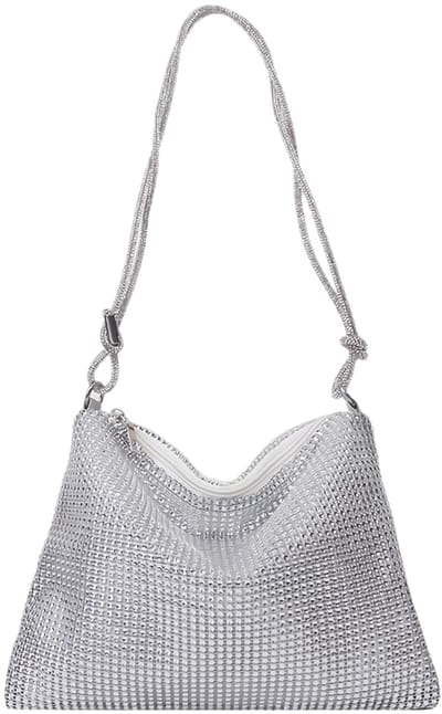 SPHProducts - Diamant bezette schoudertas - Elegante clutch-tas - Zilver - Modieus damesaccessoire - Geschikt voor bruiloft en eindexamenbal