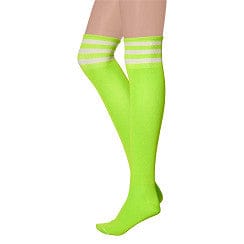 Apollo - Cheerleaders sokken - Cheerleader kousen - Fluor Geel/Wit - One Size - Cheerleader kostuum dames - Carnavalskleding - Cheerleader