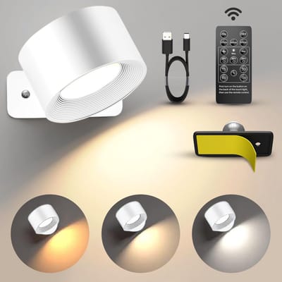 Luminize Oplaadbare wandlamp op batterijen draadloos - Met afstandsbediening - Dimbaar - Wandlamp op accu - Nachtlampje - Kastverlichting - USB oplaadbaar- wit