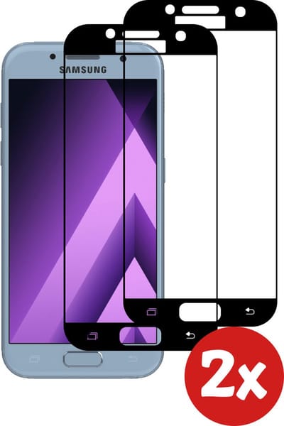 Smartphonica Screenprotector Geschikt voor Samsung Galaxy A3 2017 - Full Cover Tempered Glass with Round Edge - Gehard glas met Afgeronde Hoeken - 2-Pack geschikt voor Samsung Galaxy A3 (2017)