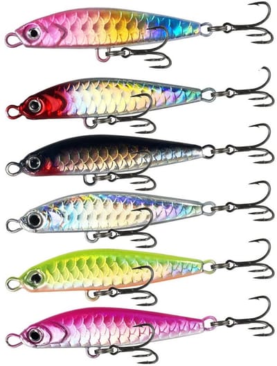 Dailygoods- Kunstaas Set 6 Stuks - Snoek/Forel/Baars - Visslures - Siliconen/Metaal - 4,9 cm - Drievoudige Haak - Visspel