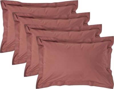 Homescapes Kussensloop 50x75 cm met Rand (Oxford) Set van 4 – Chocoladebruin – 100% Egyptisch Perkal Katoen – 200 TC
