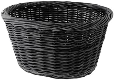 Rieten mand - Wikkelmand fiets - Boodschappen vervoeren - Ovaal model - 36x30x20 cm - Zwart