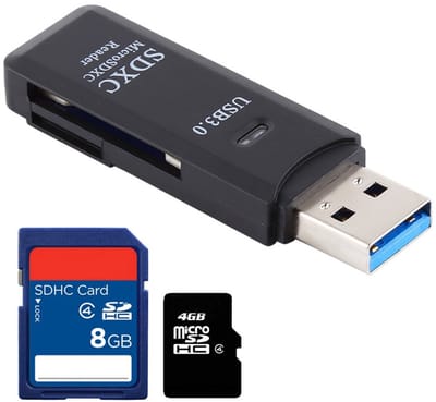 2 IN 1 compacte USB 3.0 naar SD + Micro-SD (tf) kaartlezer adapter hub - cardreader geheugenkaart lezer - 5Gbps - zwart