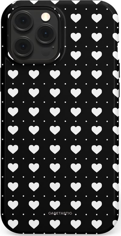 Casetastic Hoesje Geschikt voor Apple iPhone 12 Pro Max Magsafe - Stijlvolle Beschermende Duo-layer Case - Stipjes en Hartjes