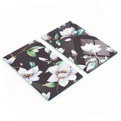 Decoratieve glazen snijplanken voor in de keuken met magnolia-bloemen, 2x30x52 cm