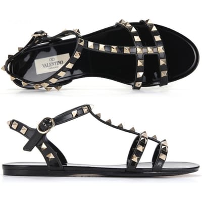 Valentino Rockstud Platte Sandalen 6w2s0h38 Pvs 0no 6W2S0H38 PVS 0NO (37) black
