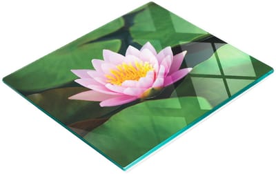 Multifunctionele decoratieve keukenplank met geharde afwerking, lotusbloemmotief, 60x52 cm