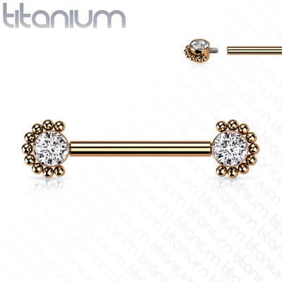 Tepelpiercing titanium Beaded Edge 1.6x14 - rose - LMPiercings