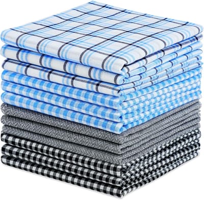 Set van 12 Luxe Zakdoeken voor Mannen - Grote 40x40 cm Zachte Katoenen Handkerchiefs met Strepen voor Bruiloft, Avond, en Zakelijk Gebruik