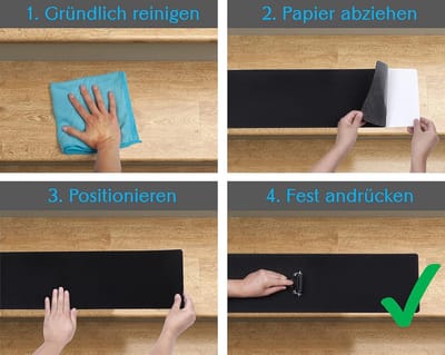 Candala Moderne traptreden, set van 5, 75 x 20 cm groot, vilt, zelfklevend, voor binnen, 5 stuks, traptreden, traptapijt, zelfklevend, traptapijt, zwart