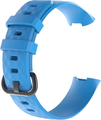 CHPN - Siliconen Bandje Gechikt Voor Fitbit Charge 3 en 4 - Maat M/L - Lichtblauw - Sportbandje - Fitbitbandje