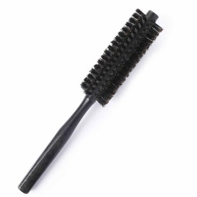 longziming - Ronde föhnborstel - Haarborstel - Roundbrush - 1 stuk - 21 cm - Varkenshaar - Houten handvat - Antistatisch - Voor volume, glans en styling - Geschikt voor kort en lang haar