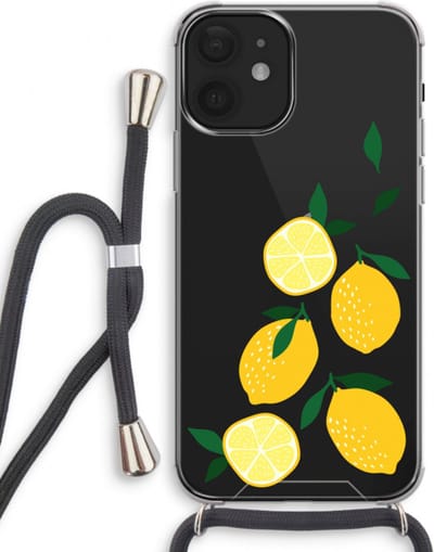 Case Company® - Hoesje met koord geschikt voor iPhone 12 mini hoesje met Koord - You're my lemon - Telefoonhoesje met Zwart Koord - Bescherming aan alle Kanten en Over de Schermrand