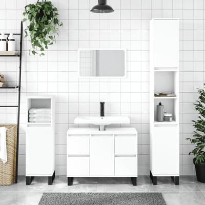 vidaXL - Badkamerkast - 30x30x100 - cm - bewerkt - hout - wit